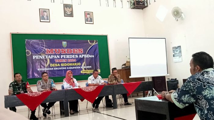 Musyawarah Desa Penetapan Perdes APBDes Tahun 2024  Desa Sidoharjo  Kecamatan Sruweng Kabupaten Kebumen 01